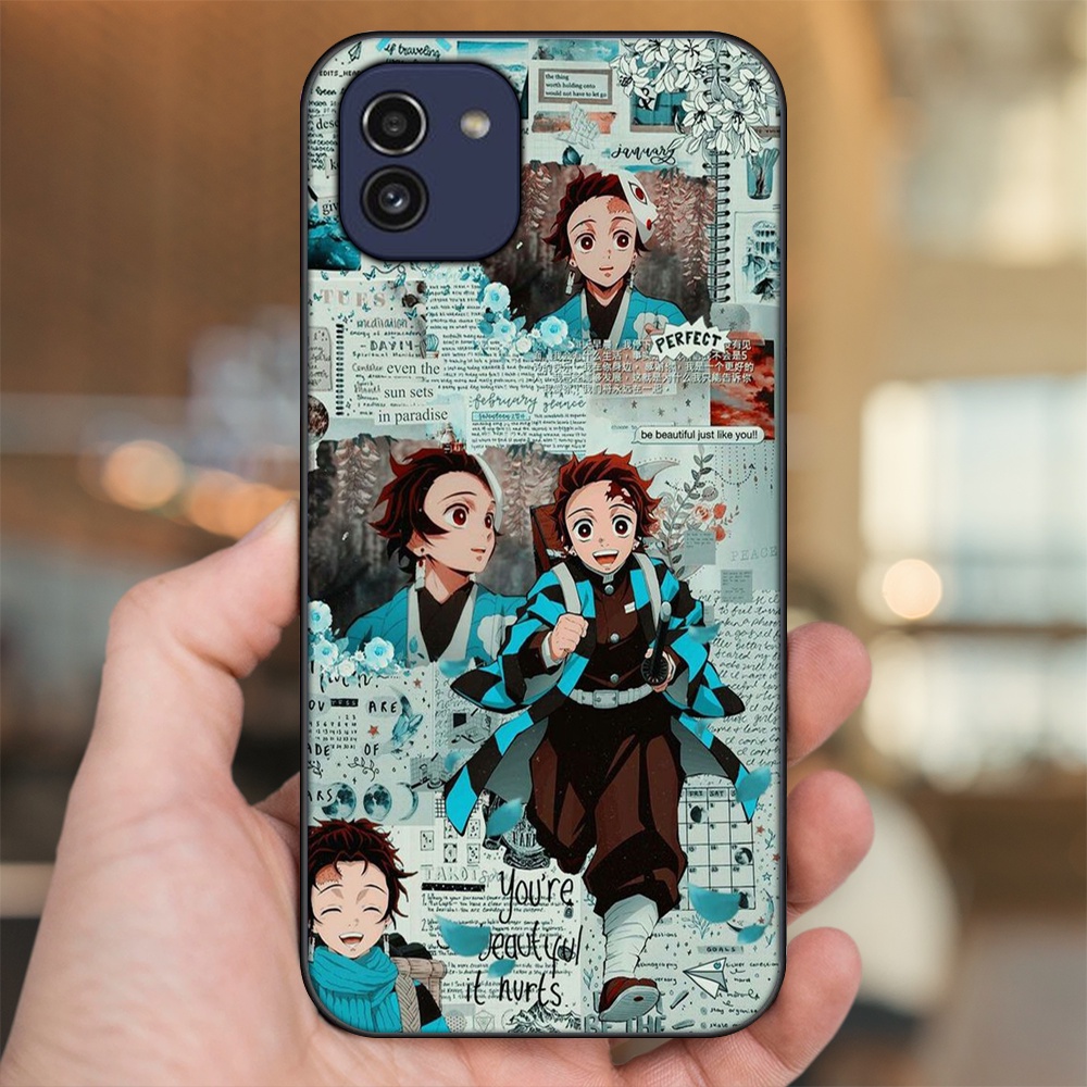 Ốp lưng Samsung A03 viền đen in hình Tanjiro Kimetsu No Yaiba