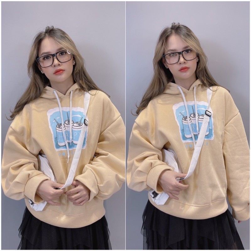 Áo Khoác Hoodie Nỉ Nam Nữ Form Rộng Tay Bồng Nỉ Bông Dày Dặn Hàng QC Áo Hoodie Nam Sweater Nữ in HAPPY - AK3406 | BigBuy360 - bigbuy360.vn