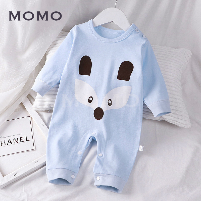 Bộ Áo Liền Quần Kiểu Hoạt Hình Xinh Xắn Chất Cotton Mềm Mại Cho Bé 0-3 Tuổi