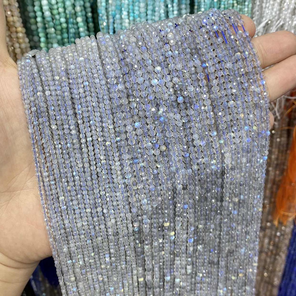 Chuỗi Hạt Đá labradorite Tự Nhiên 2mm 3mm 4mm Làm Trang Sức 15 "