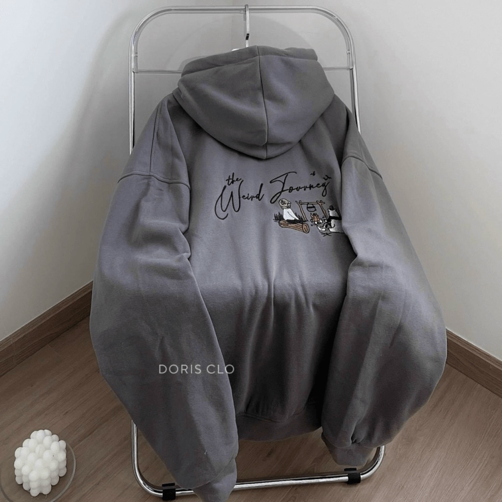 Áo Hoodies Nam Nữ Chui Đầu Chữ Ký Màu Xám Có Nón Logo thêu Form Rộng Che Nắng Chắn Gió Tốt [NEW UNISEX]