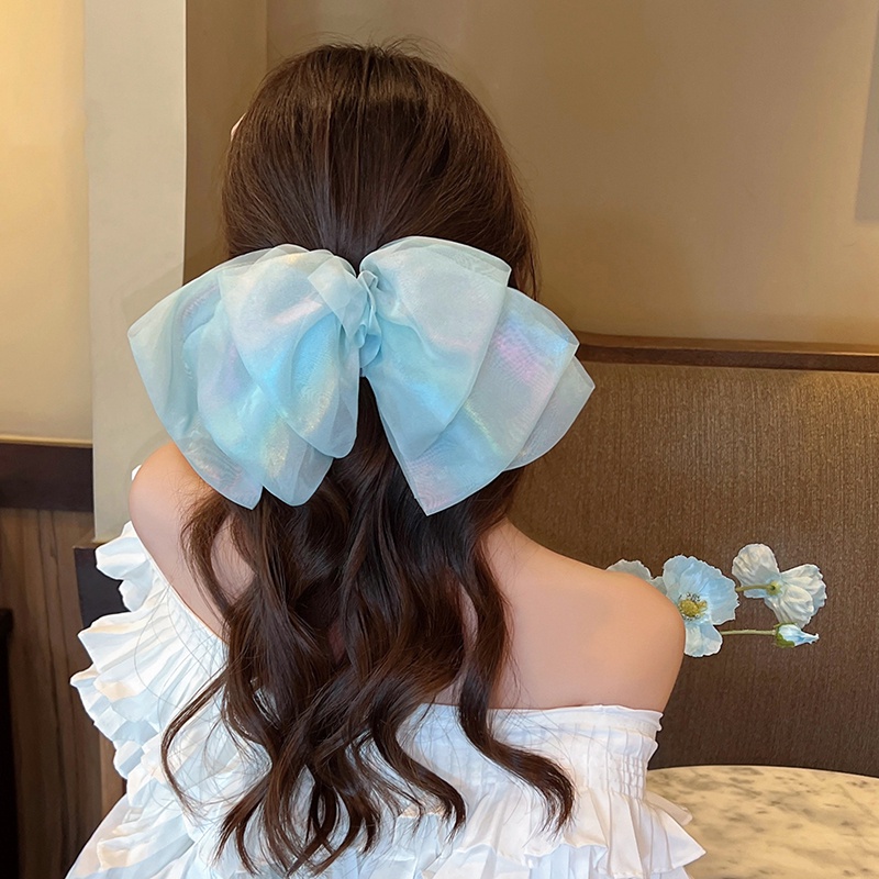 Kẹp Tóc Nơ Lụa Chiffon Nhiều Lớp Phong Cách Hàn Quốc Ngọt Ngào Cho Nữ