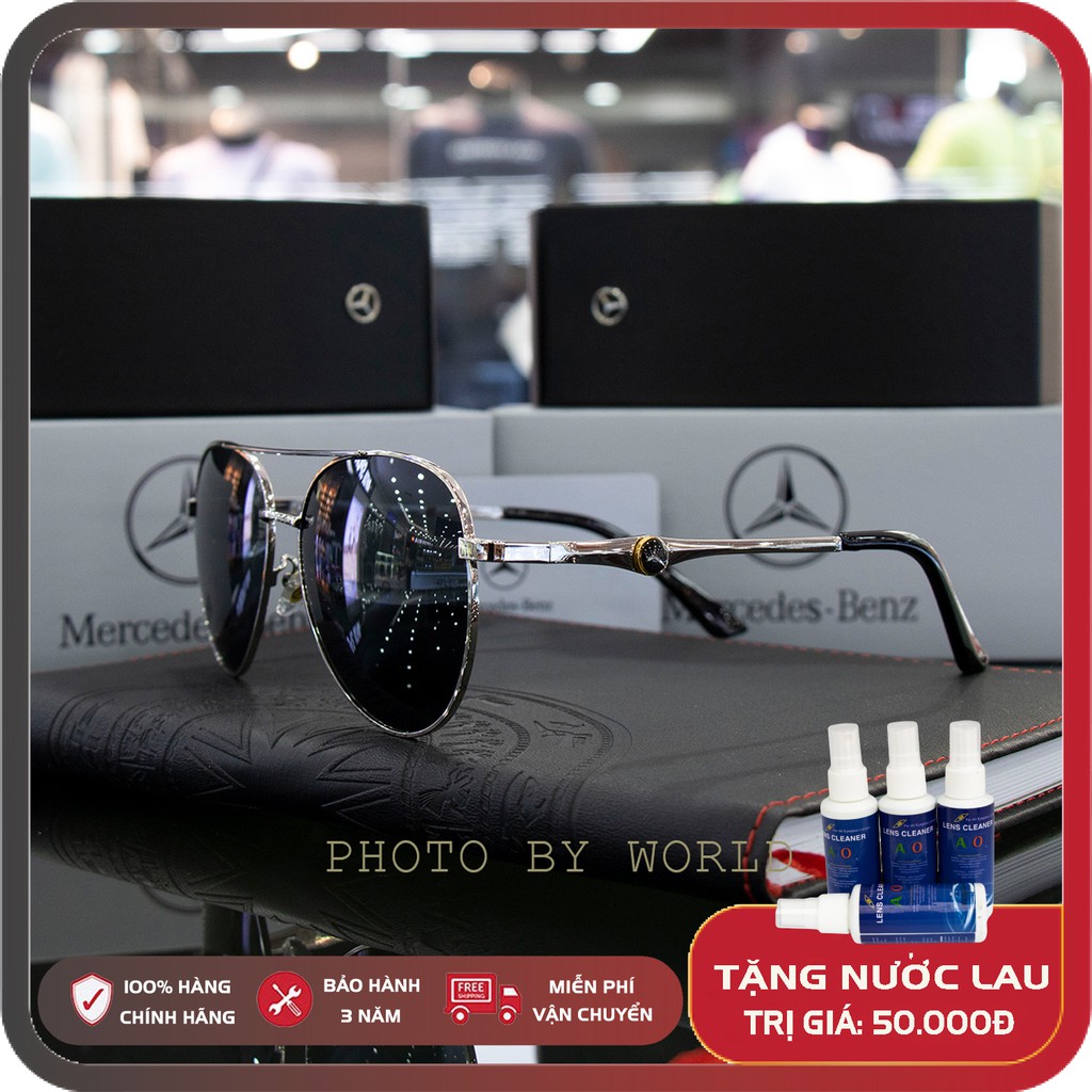 Kính mát nam cao cấp Benz09 full box, bảo hành 12 tháng, tròng Polarized cường lực, chống chói