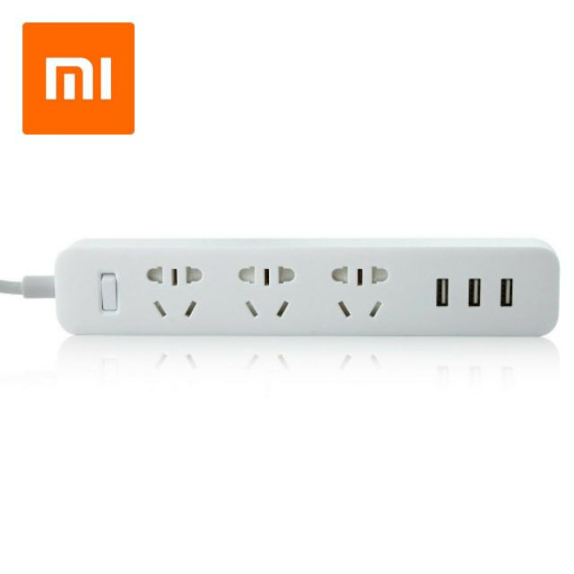 Ổ điện Xiaomi 3 ổ, 3 cổng sạc usb, có công tắc, chất liệu chống cháy, chống chập