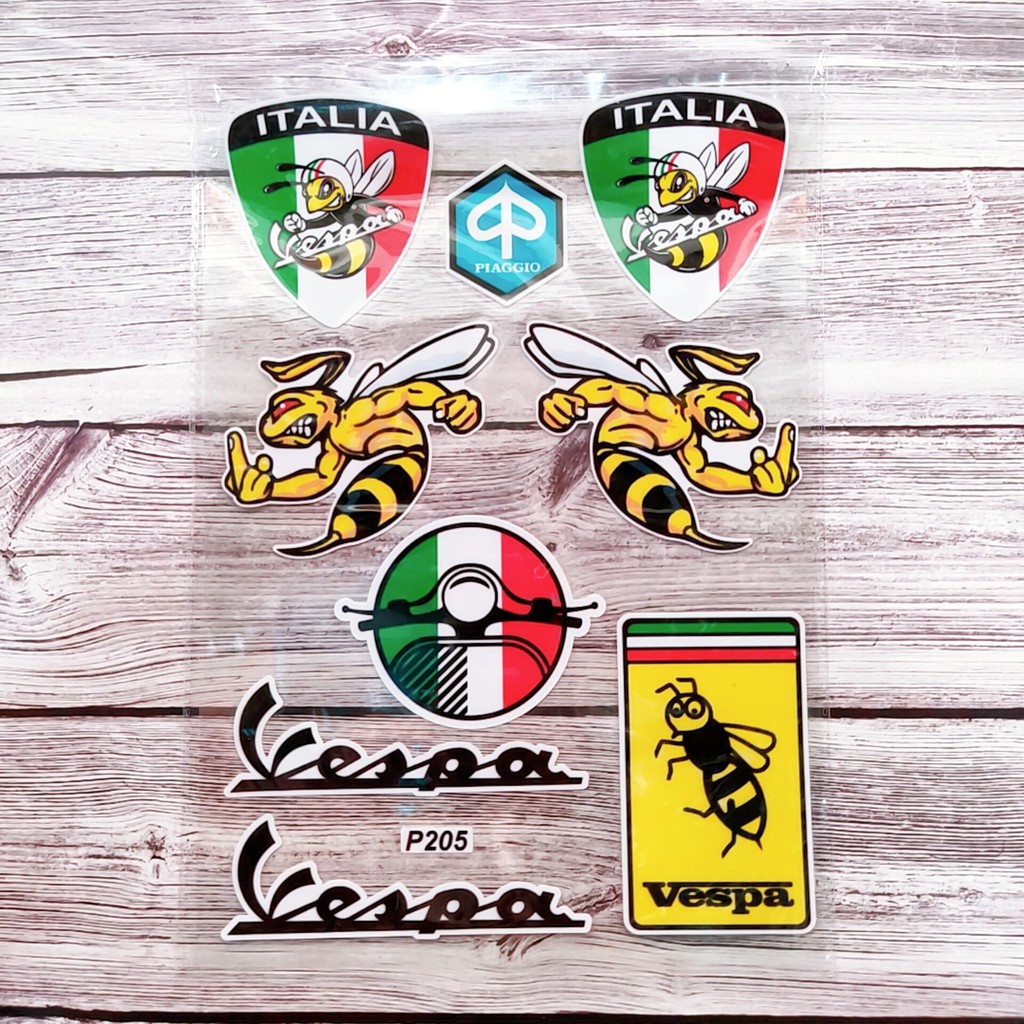 Decal tem dán Vespa Piaggio Italia mẫu mã đa dạng, sắc nét, không đụng hàng
