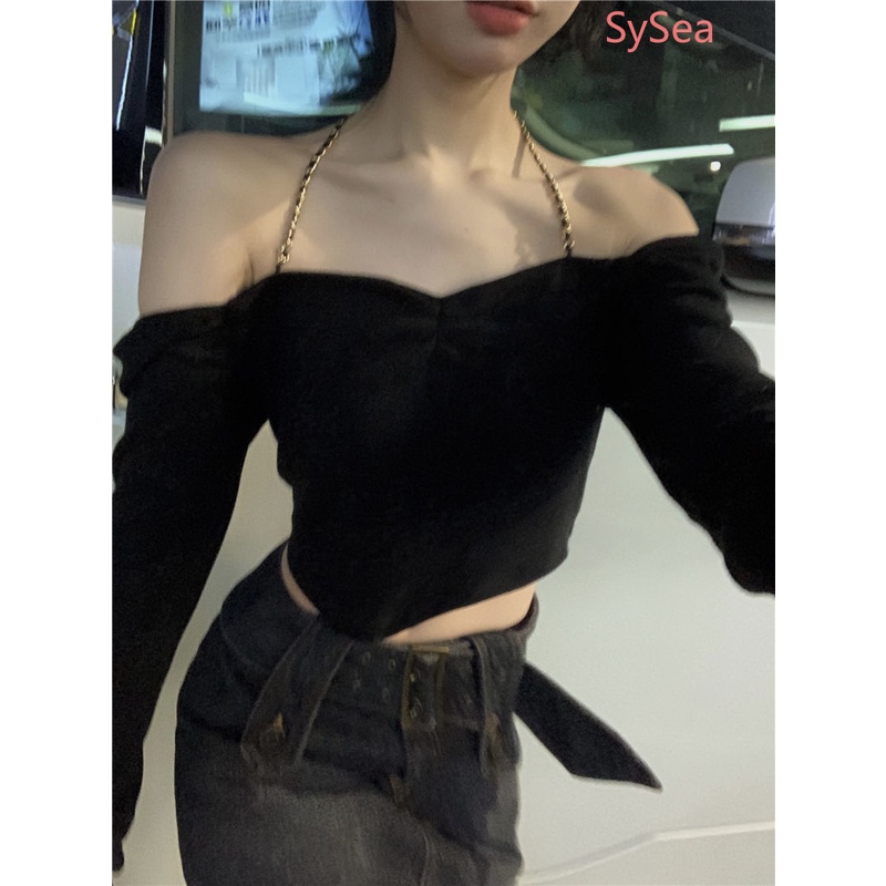 Áo Croptop Hở Lưng Phối Dây Xích Quyến Rũ Thời Trang Mùa Hè Cho Nữ