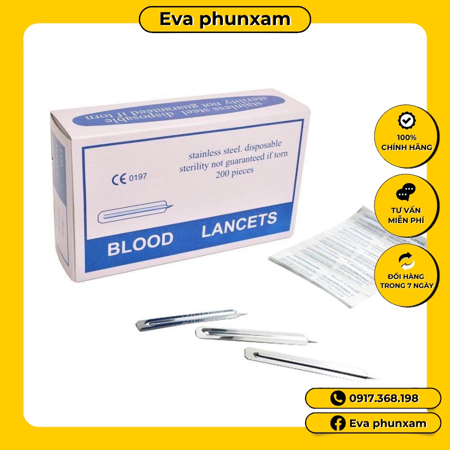 Kim chích mụn hộp 200 chiếc lancets
