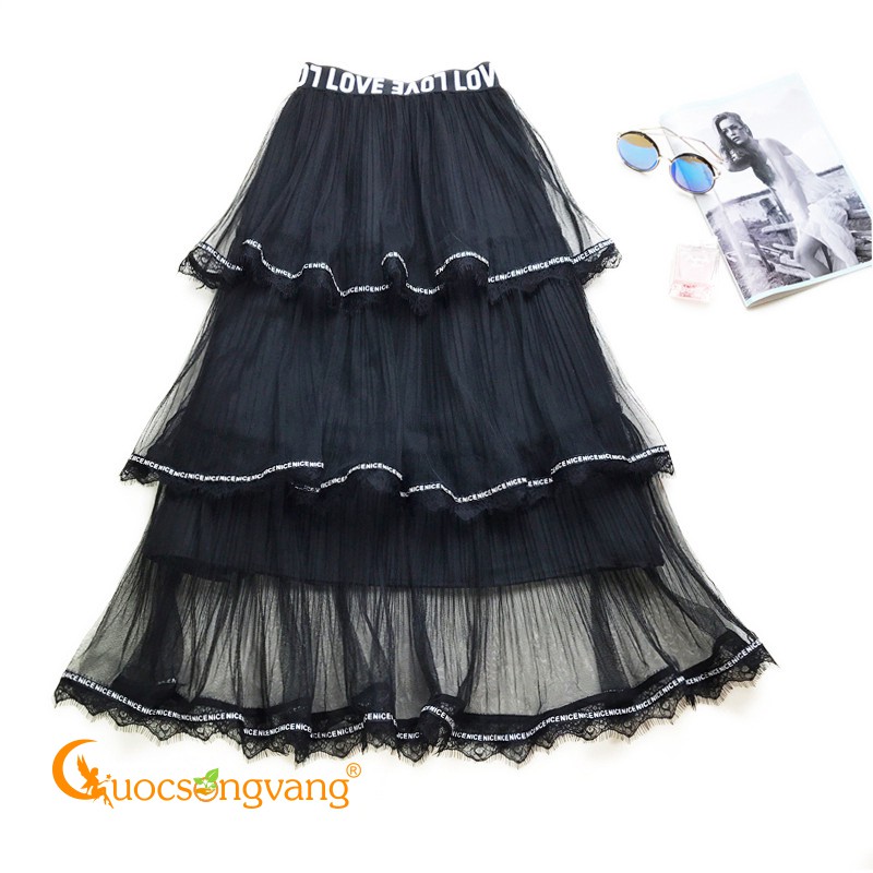 Chân váy dài xếp tầng chân váy xếp lớp nữ GLV095 Cuocsongvang