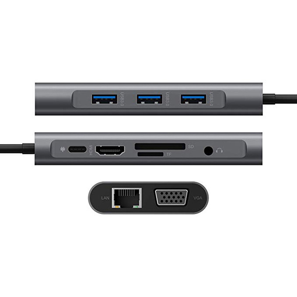 Bộ chuyển đổi hub 10 trong 1 USB type C to USB3.0  / HDMI / PD / RJ45 / SD / TF card / VGA / Audio 3.5 10 in 1