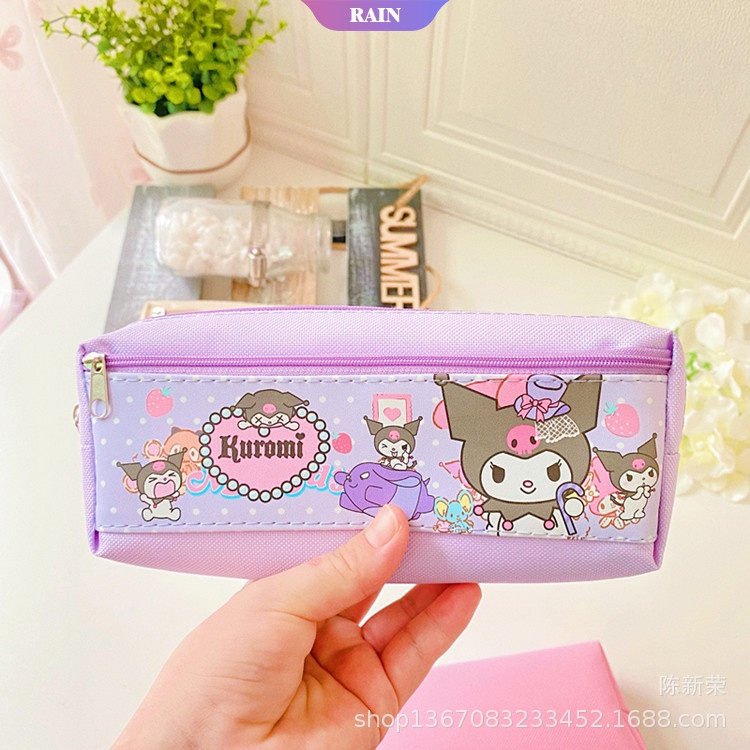 SANRIO Túi Đựng Bút Hai Ngăn Họa Tiết Melody Melody/Mèo Hello Kitty/Caracon Dễ Thương Cho Bé