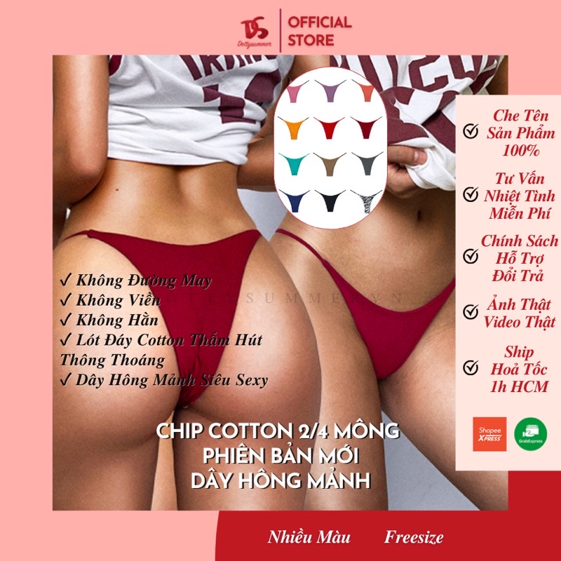 Quần Lót Cotton 2/4 Mông Không Đường May Không Hằn Dây Hông Mảnh Siêu Sexy