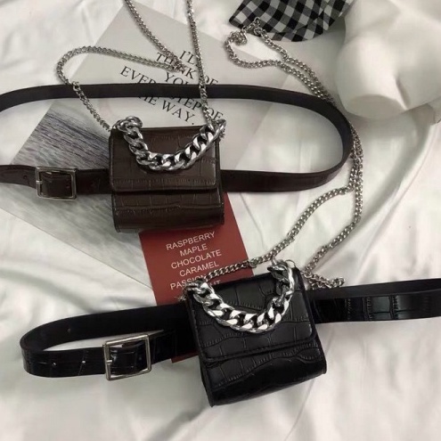 Túi hộp vuông túi mini dây xích túi ví thắt lưng thời trang da rắn