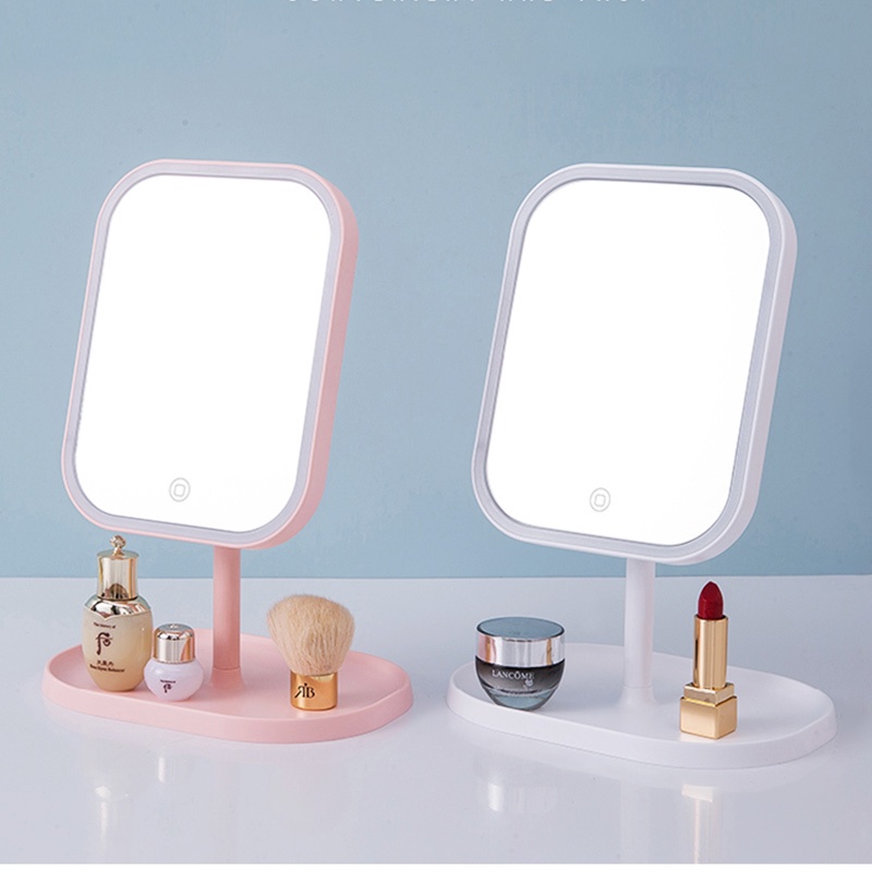 Gương trang điểm đèn LED MINIGOOD Hai màu trắng và hồng