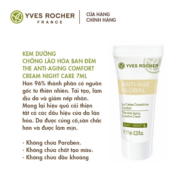 Kem Dưỡng Chống Lão Hóa Ban Đêm Yves Rocher Mini The Anti-Aging Comfort Cream Night Care 7ml