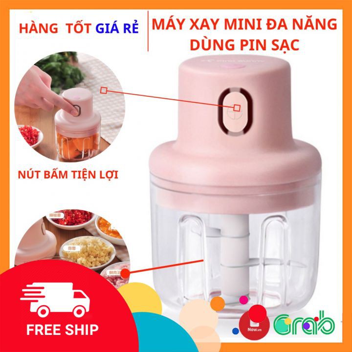 Máy Xay Mini Sạc Điện Đa Năng, Máy Xay Cầm Tay Sạc điện 250ML xay tỏi ớt, xay thịt đa năng, có cổng sạc USB -FREESHIP