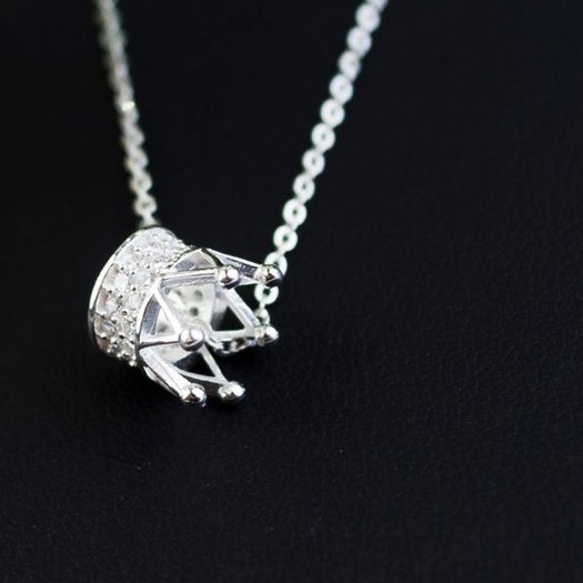 Dây Chuyền Bạc Nữ S925 CaoBac Silver Vương Miện Tròn Rỗng Ba Đỉnh Dây Xích Phong Cách Cho Bạn Nữ Cá Tính