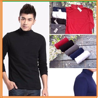 Áo thun dài tay cổ lọ nam màu đen hàng đẹp