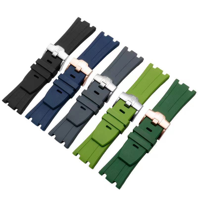 8-8✈Phù Hợp Đồng Hồ AP Abby Royal Oak Offhore series 28mm Bằng Silicon Cao Su Với Khóa Cài Chính Hãng