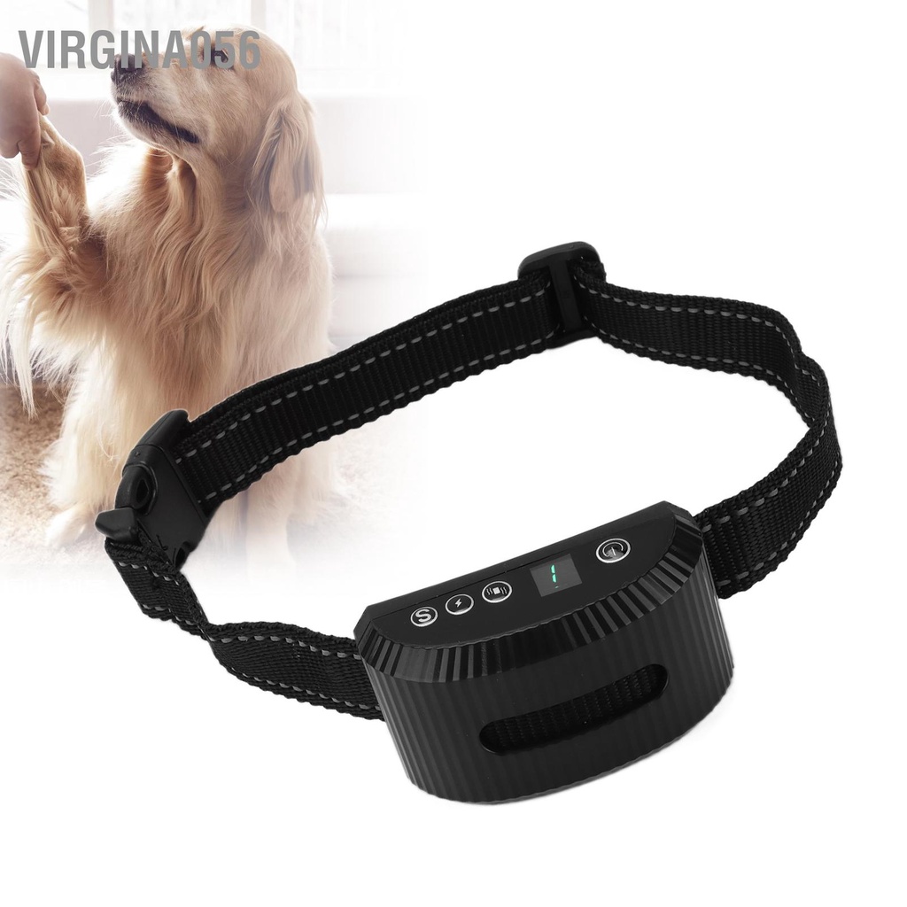 Virgina056 Vòng cổ huấn luyện chó cưng Thiết bị kiểm soát vỏ cây thông minh rung chống sủa cho