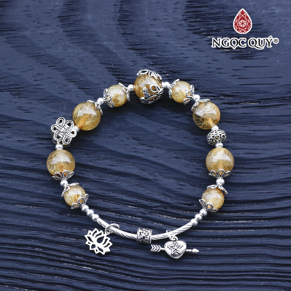 Vòng TA tóc vàng phối charm bạc - Ngọc Quý