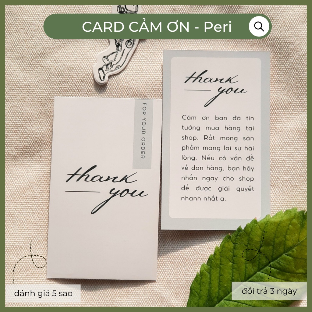 (basic) 100 card thank you, name card cảm ơn, phiếu cảm ơn dành cho shop, size 9x5cm