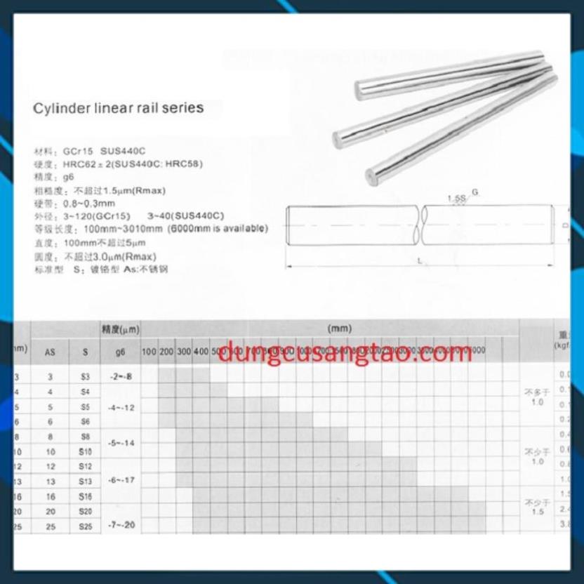 Thanh trượt tròn / Ty trượt tròn 5mm 8mm 10mm  cao cấp