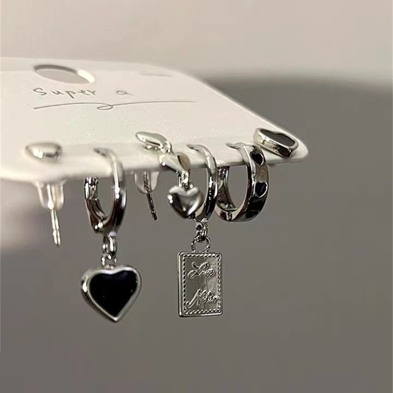 Ahellogirl Bông Tai Mạ Bạc 925 Hình Trái Tim Đính Đá Zircon Ngọc Trai Phong Cách Hàn Quốc Cho Nữ