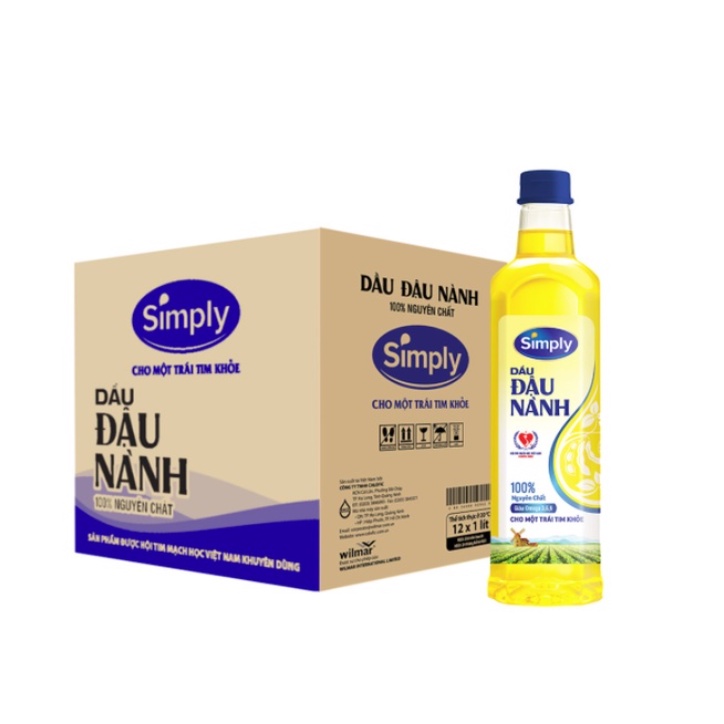 Thùng 12 Chai 1 Lít Dầu Đậu Nành Simply