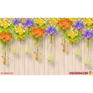 Tranh dán tường 3d giàn hoa leo tường (size to khổ 1,2m)