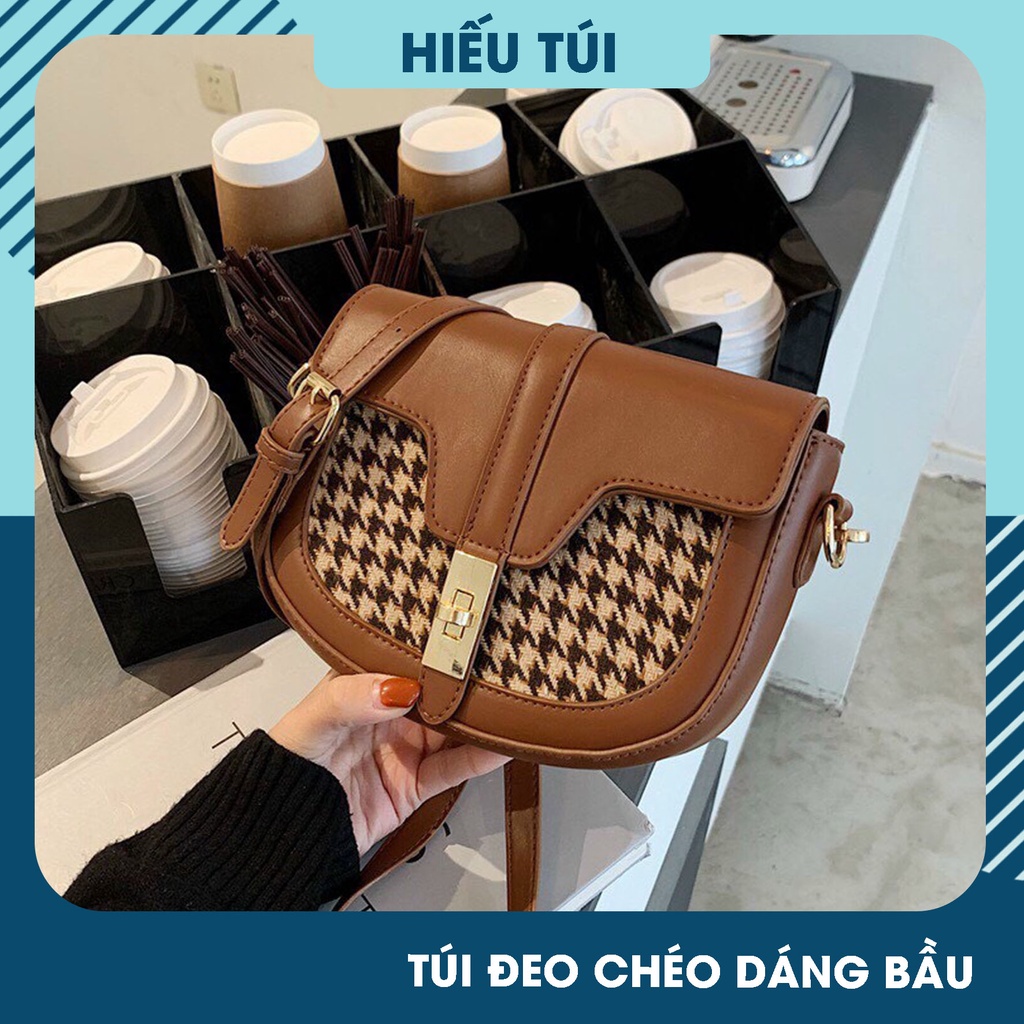 Túi đeo chéo công sở nữ dáng bầu họa tiết đi chơi đẹp sang trọng HT156