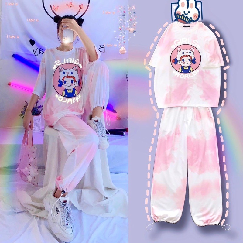 Áo Thun Tay Lửng TIE TEE Phản Quang GIRLS WORLD Ảnh Thật