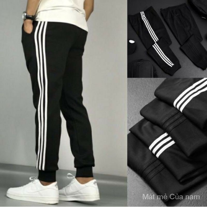 Quần Jogger 3 sọc nam nữ ống bó, quần thể thao adidas nam nữ ống bó, Quần thể dục nam phối 3 sọc vải dày dặn