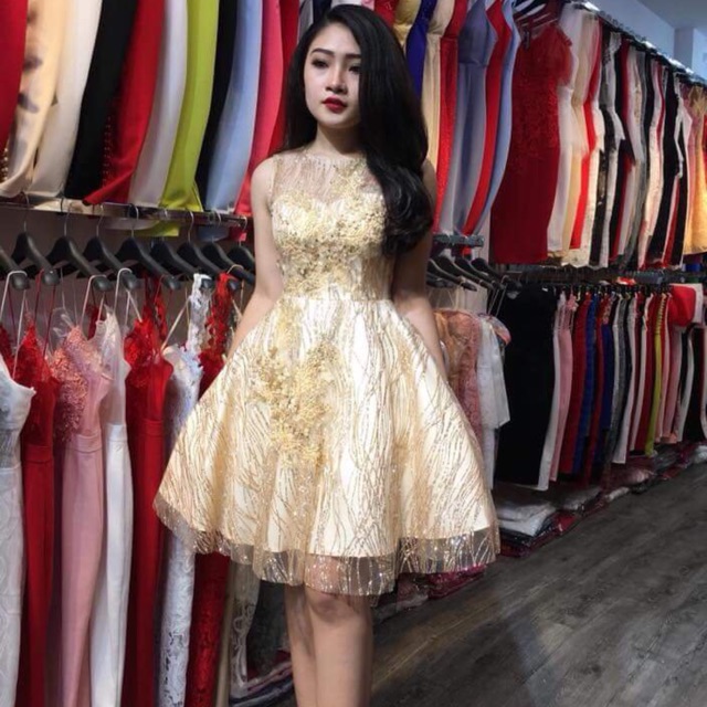 SALE 30% ĐẦM XÒE KIM SA ĐÍNH HOA 3D CAO CẤP
