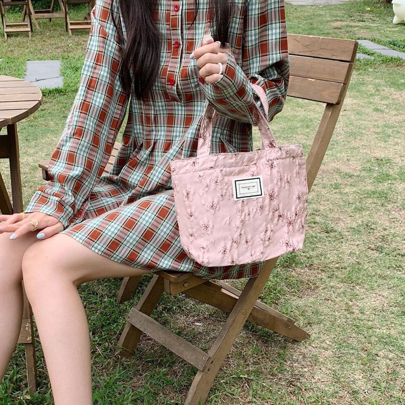 Túi Đựng Hộp Cơm Trưa In Hoa Phong Cách Vintage