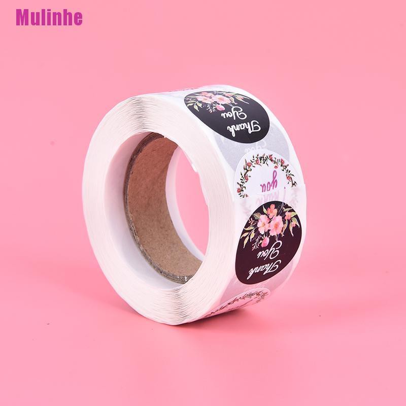 Cuộn 500 Miếng Dán Niêm Phong Bao Bì In Chữ Thank You Và Hoa Độc Đáo Tiện Dụng