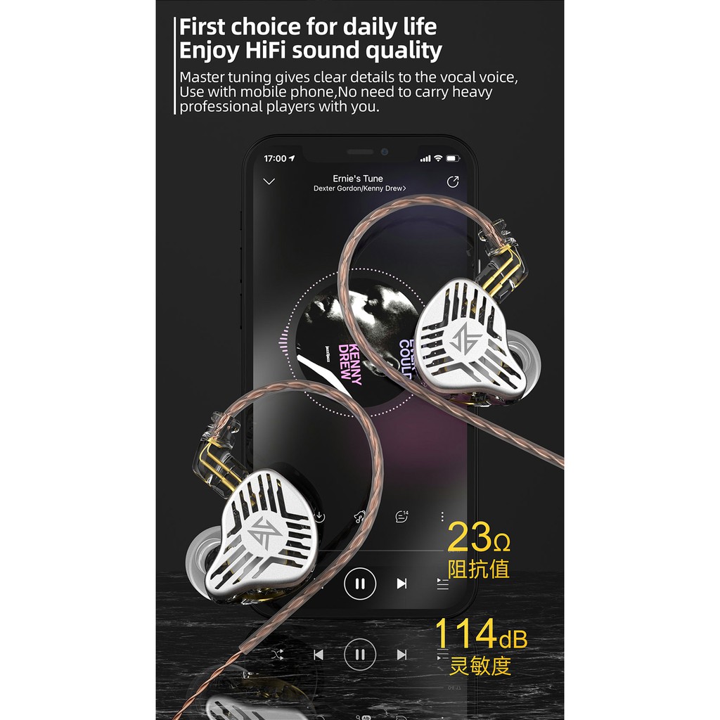 Tai nghe thể thao nhét tai KZ EDS ZEX ZSN PRO EDR1 mạch từ tính kép dynamic âm thanh HIFI DJ giảm tiếng ồn