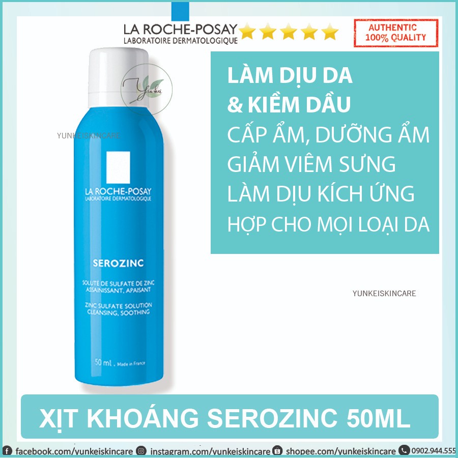 Xịt Khoáng La Roche Posay Serozinc Kẽm kiềm dầu, giảm đỏ, kích ứng