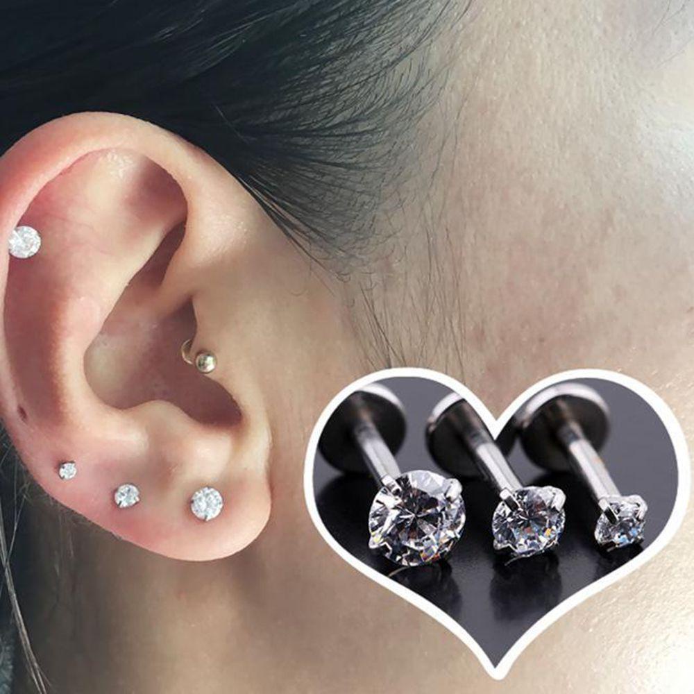 Trang Sức CLEOES|Khuyên Tai Đính Đá CZ Prong Phong Cách Punk