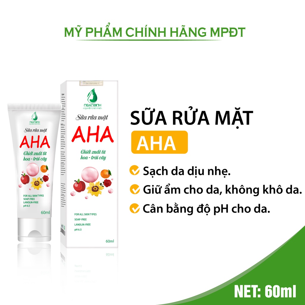 (10GR mẫu mới 2020) Sữa rửa mặt AHA Ngân Bình loại bỏ bụi bẩn, lớp trang điểm nhẹ nhàng, mang lại làn da láng mịn