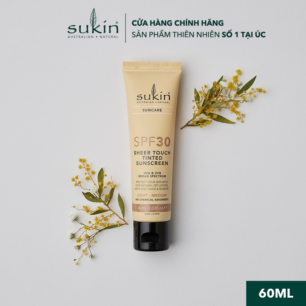 Kem Chống Nắng SPF30 Sukin Suncare SPF 30 Sheer Touch Tinted Sunscreen Light - Medium 60ml