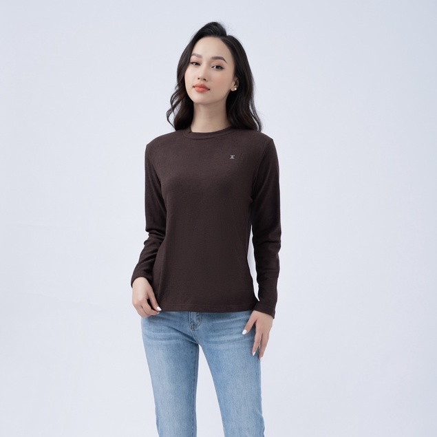 Áo giữ nhiệt nữ freesize Fiona, Ao mặc trong hạt cườm dán trang trí ngực dài tay mã C521509