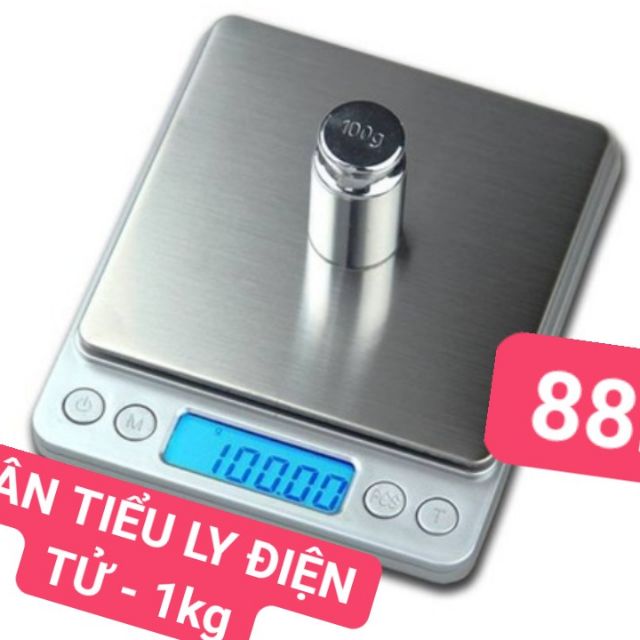 Cân Tiểu Ly Điện Tử Platform 1Kg ,(Tặng 2 Khay Nhựa), Cân Điện Tử Mini Inox I-2000