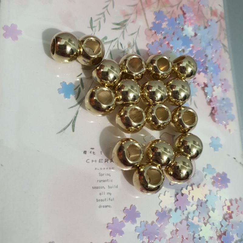 50 viên bi nhựa mạ vàng 6mm, 8mm, 10mm