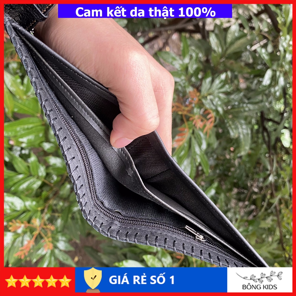 Ví nam da bò thật cao cấp, ví da nam da bò dập vân cá sấu, bóp đựng thẻ nhiều ngăn tiện lợi VDCS001