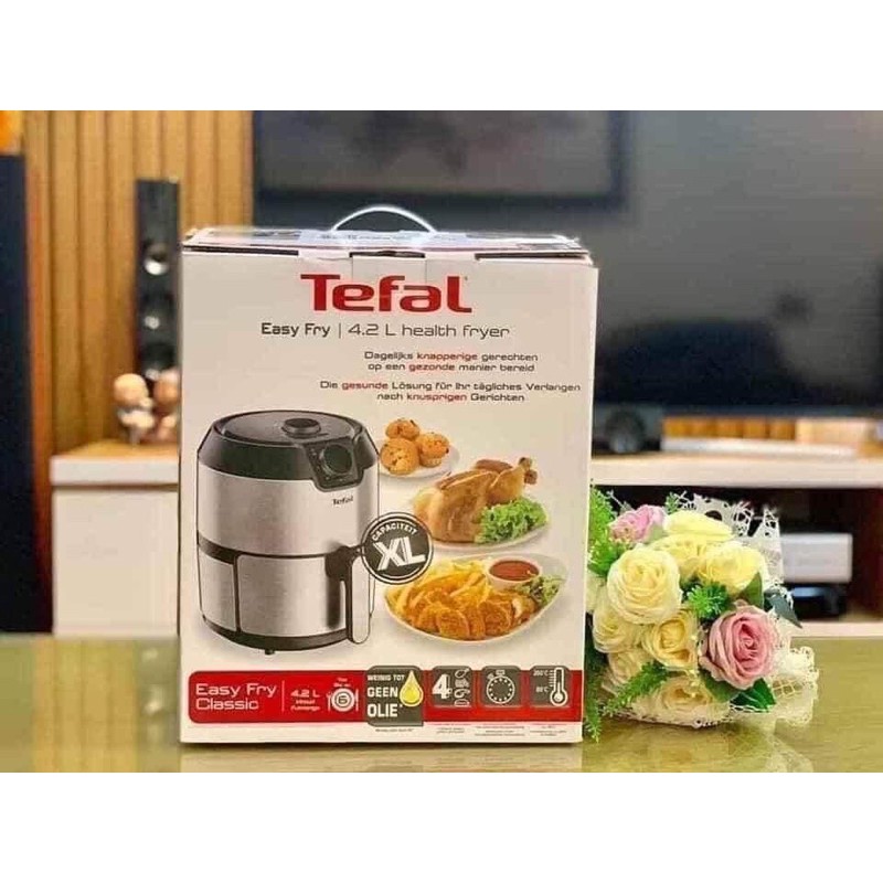 NỒI CHIÊN KHÔNG DẦU TEFAL EY201D NÚM CƠ , VỎ INOX