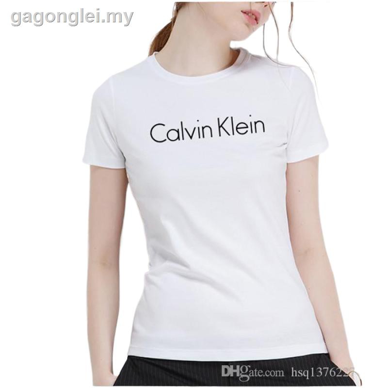 Calvin Klein Áo Thun Tay Ngắn Cổ Tròn Dáng Rộng Chất Liệu Cotton Nhiều Màu Sắc Thời Trang Mùa Hè Cho Nữ