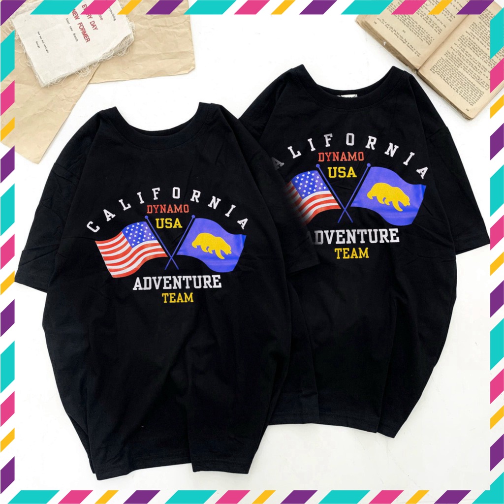 Áo Thun Unisex họa tiết In Lá Cờ mỹ Cali