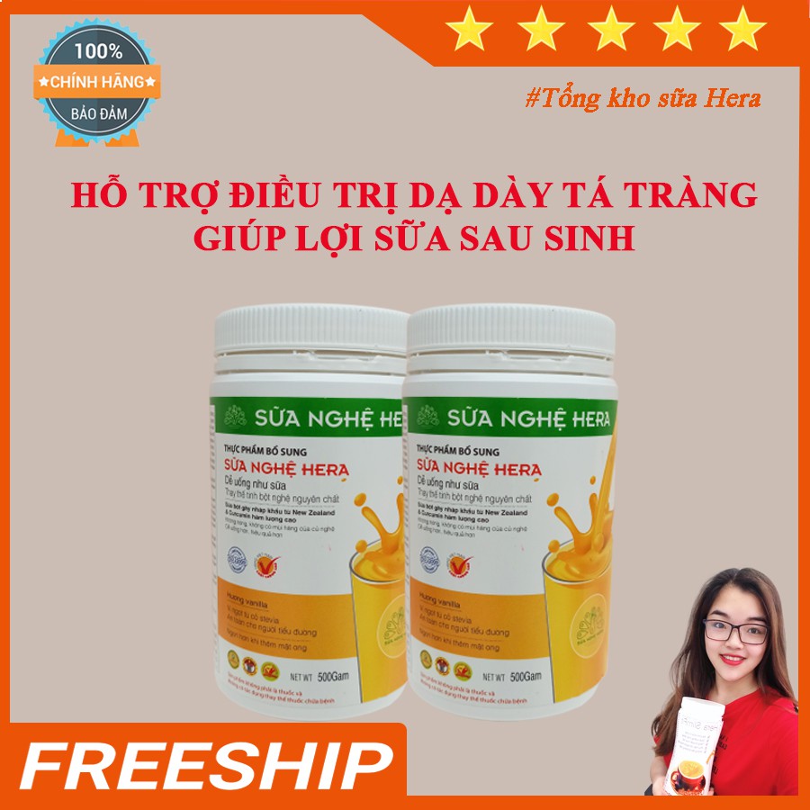 SỮA NGHỆ HERA 500gr  HỖ TRỢ ĐIỀU TRỊ ĐAU DẠ DÀY, Tốt cho phụ nữ sau sinh và làm đẹp da