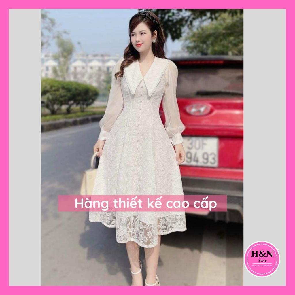 Váy nữ trắng thiết kế sang chảnh Đầm voan trắng dự tiệc xinh xắn HN Clothing V41
