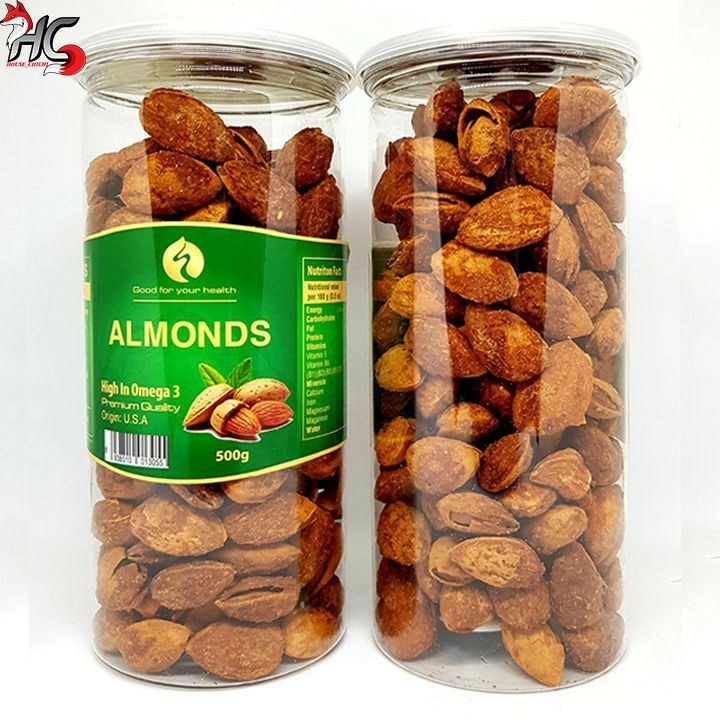 hủ PET-250gr hạt hạnh nhân rang bơ còn vỏ